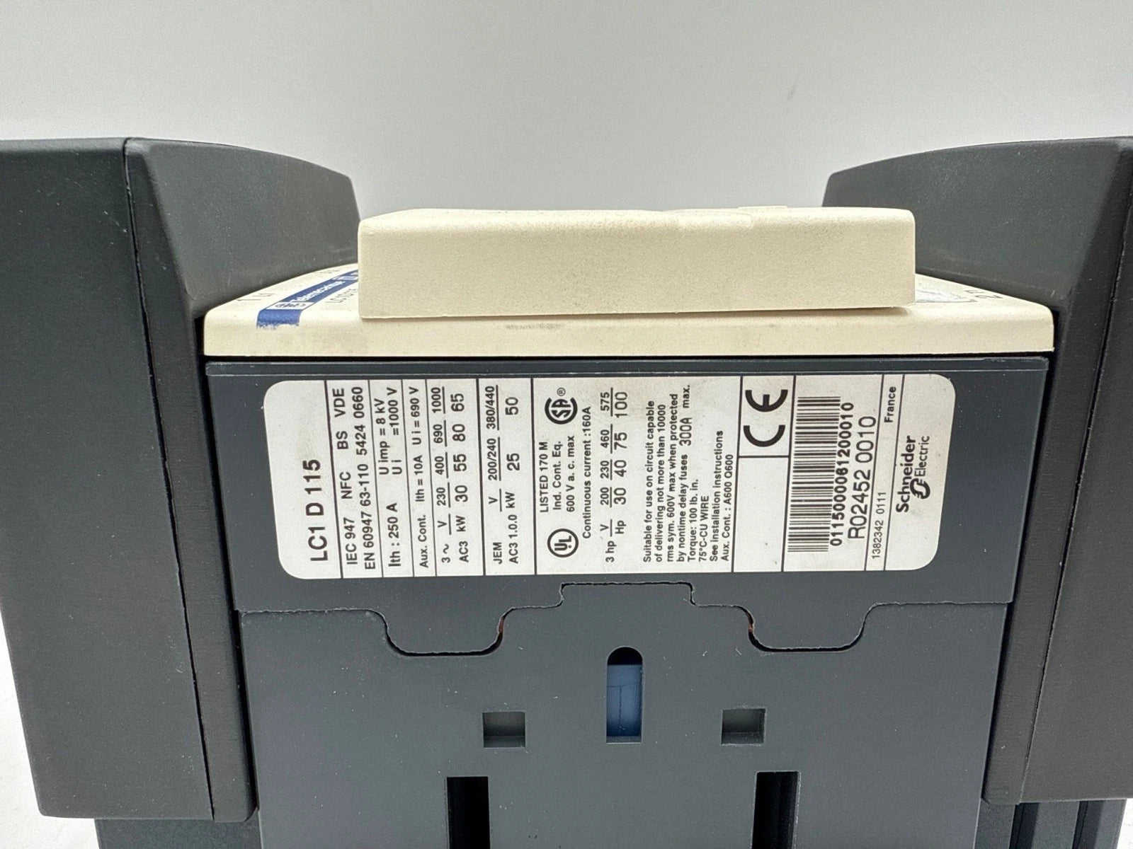 Telemecanique LC1D115 Contactor 160A 3P 600V 3PH 100HP Coil 120V LC1D115G6 Used