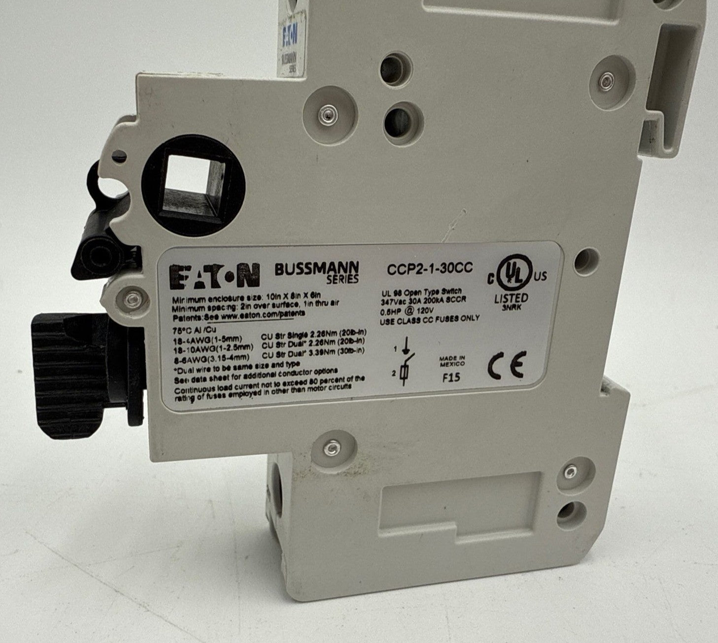 Eaton Bussmann CCP2-1-30CC Circuit Breaker 30A 1P 347V DIN Rail Mount 30 Amp