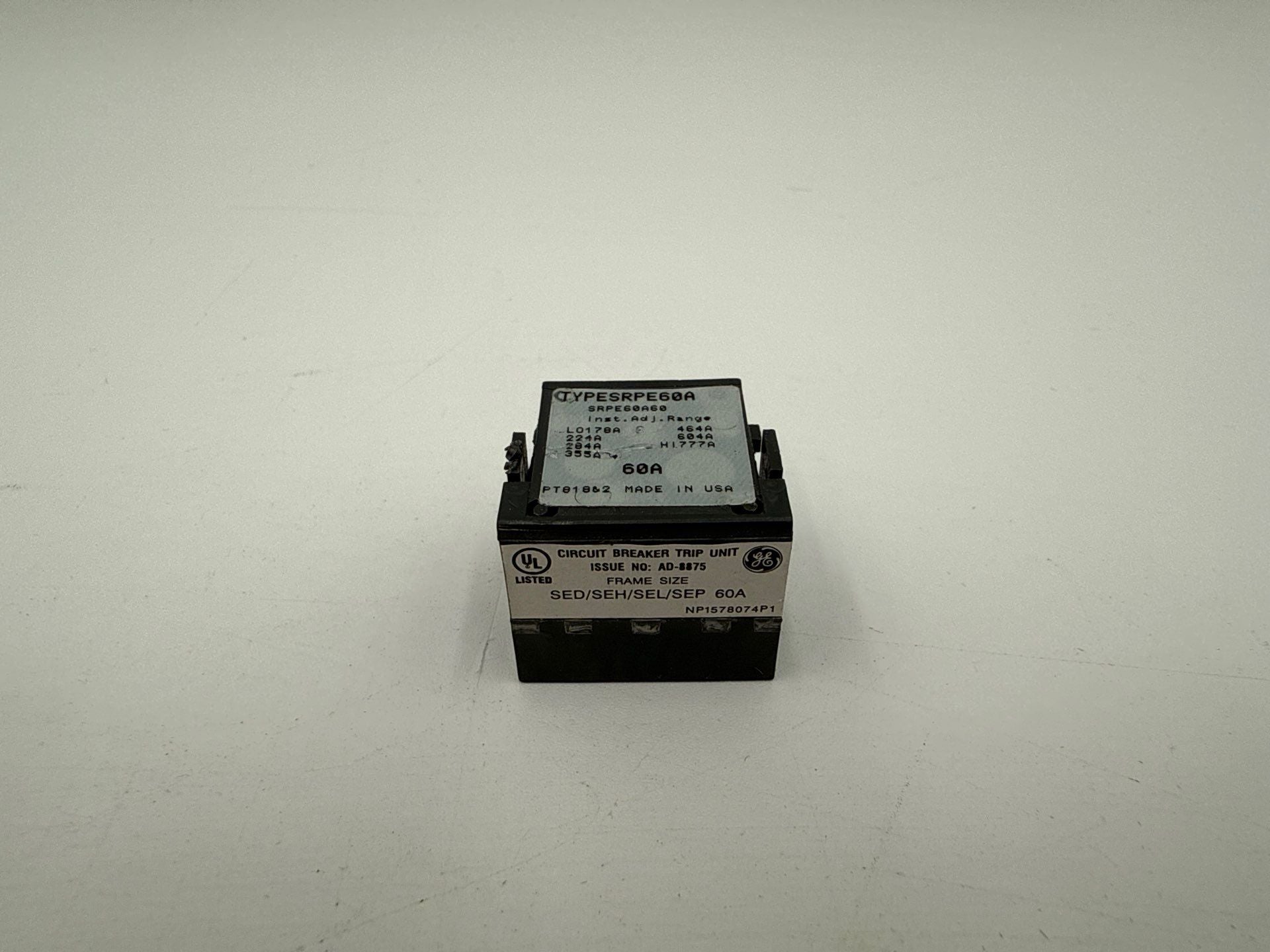 GE SRPE60A60 Rating Plug 60A SRPE60 60 Amp Frame SEDA SEHA SELA SEPA Used