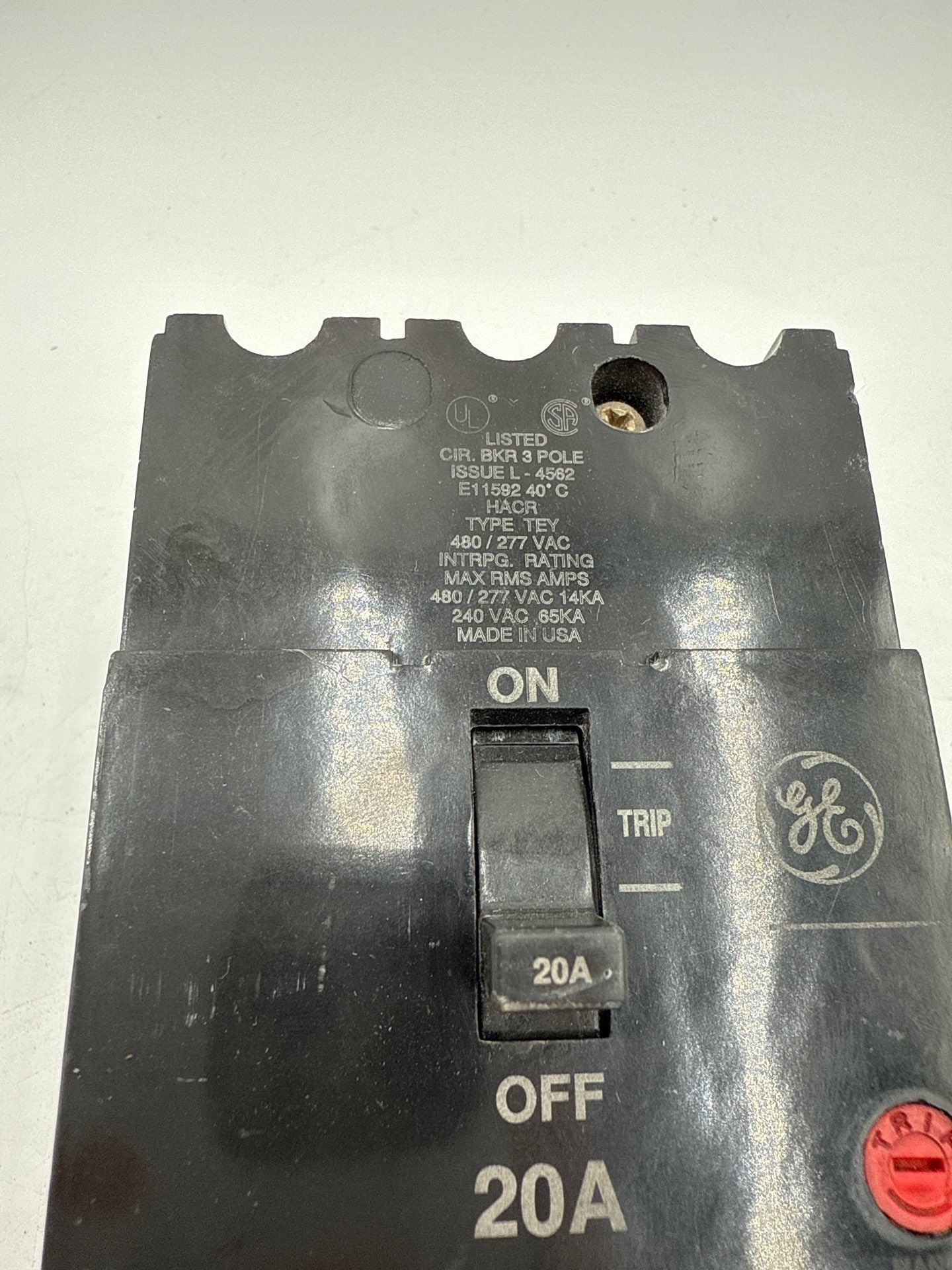 GE General Electric TEY320 Circuit Breaker 20A 3P 480V TEY 3PH 3 Pole 20 Amp Used