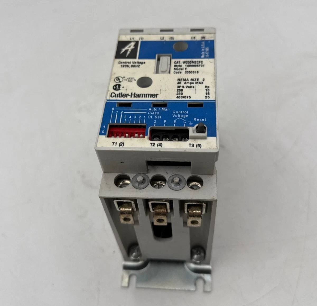 Cutler Hammer W200M2CFC Motor Starter NEMA Size 2 Control 120V 45A 3P 600V 3PH Used
