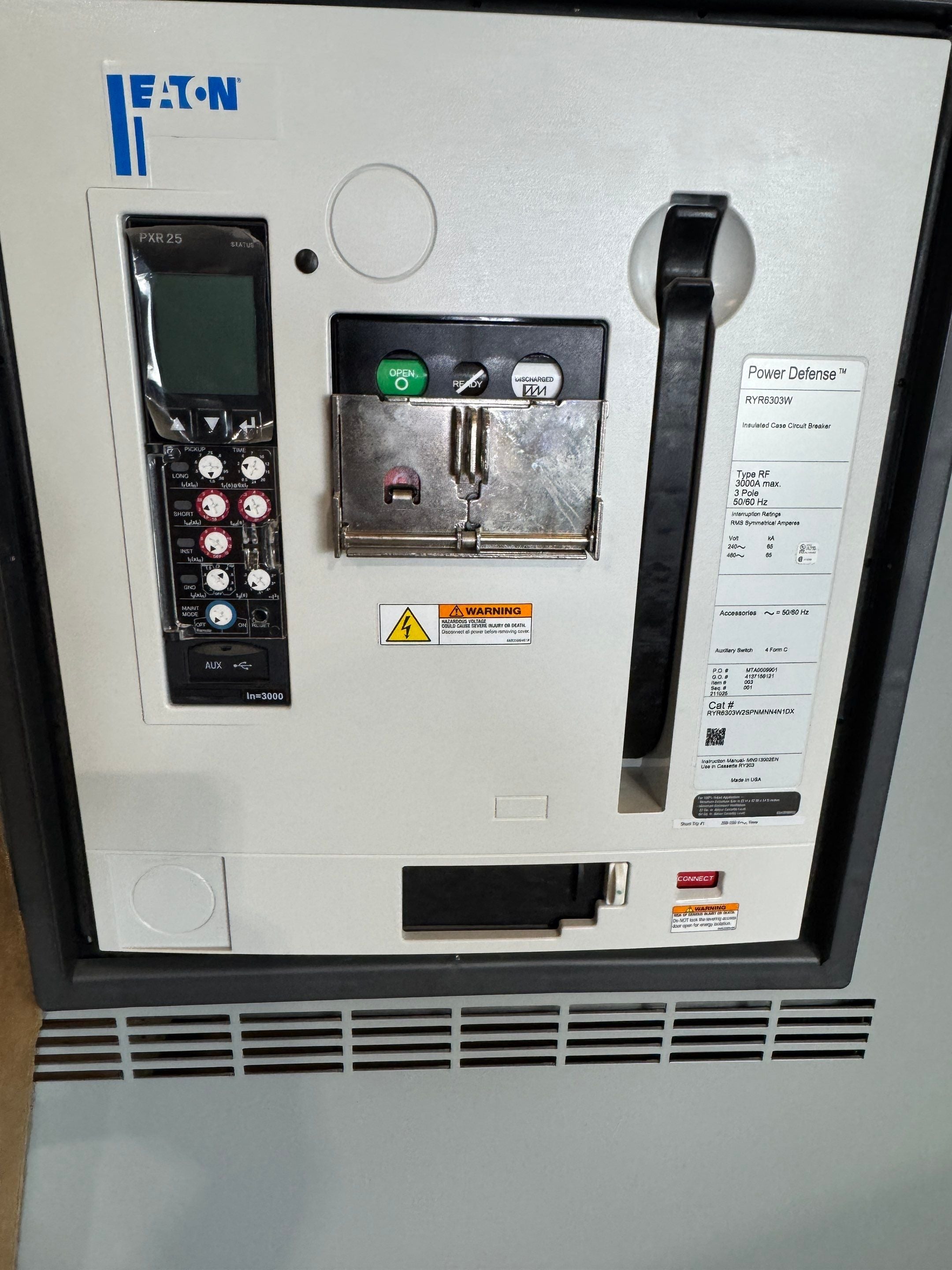 Eaton 3000A PRLX Switchboard 480/277V 3PH 4W 1600A Feeder 2 Distribution New
