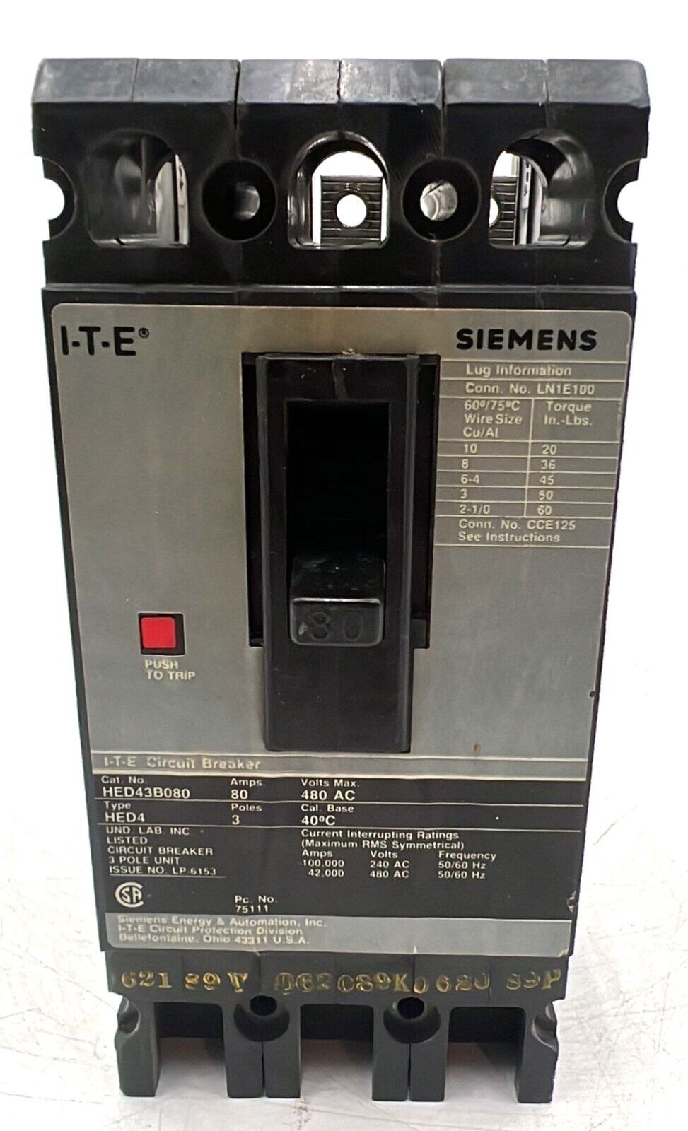 Siemens HED43B080 Used