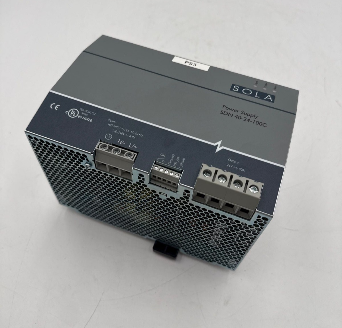 Emerson SOLA Hevi Duty SDN 40-24-100C Power Supply In 100-240V 12A Out 24VDC 40A Used