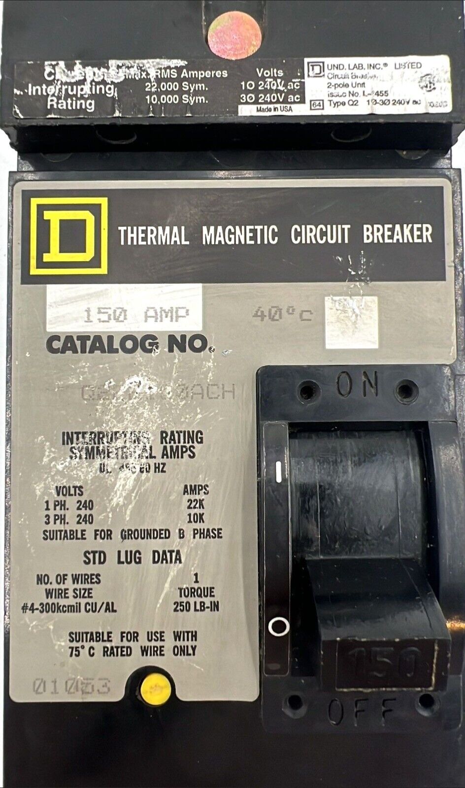 Square D Q222150ACH Used