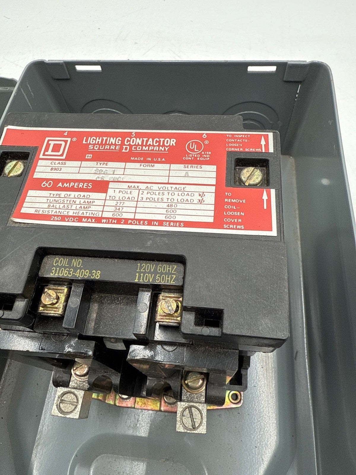 Square D 8903SPG1 Enclosed Lighting Contactor 60A 3P Coil 110/120V 8903LG30 New