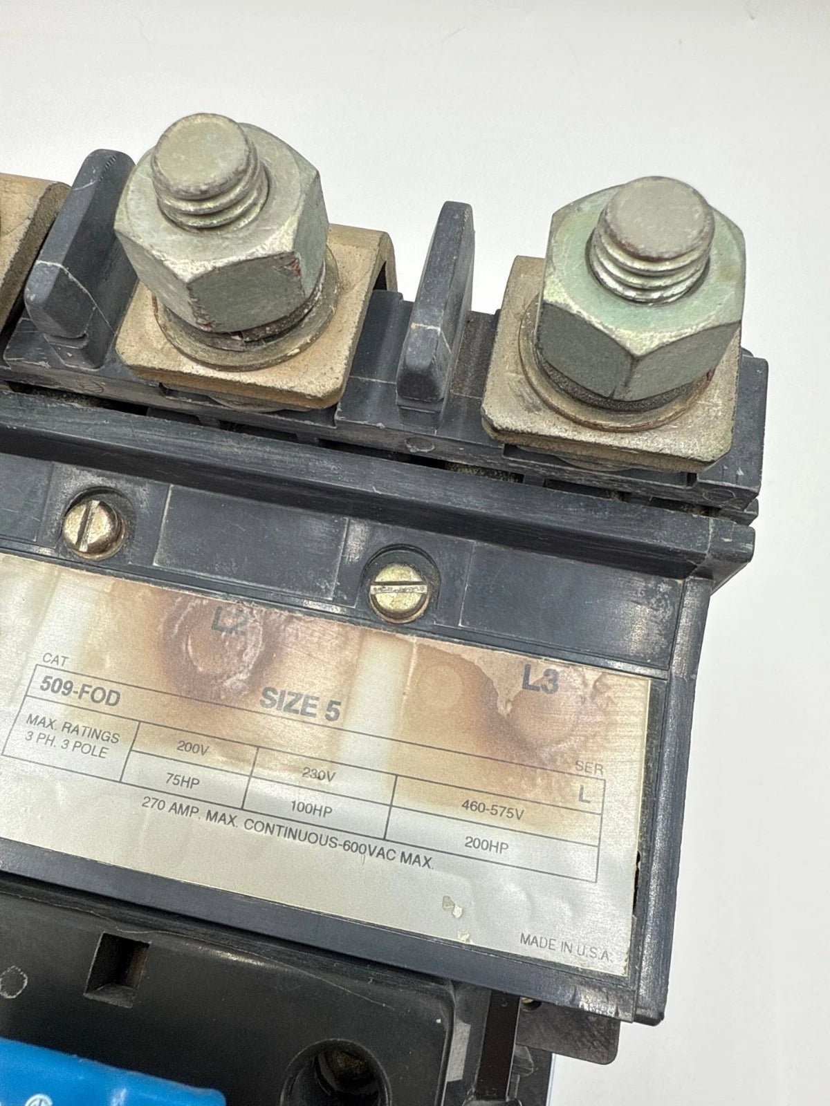 Allen Bradley 509-FOD Starter Size 5 270A 3P 600V 3PH 200HP Coil 110/120V Open Used