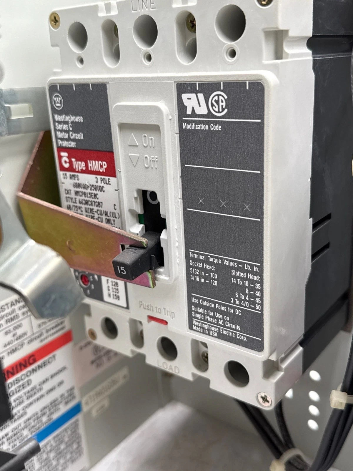 Eaton Freedom 2100 15A 12" MCC Combo Bucket HMCP015E0C Size 1 A200M1CAC 15 Amp Used