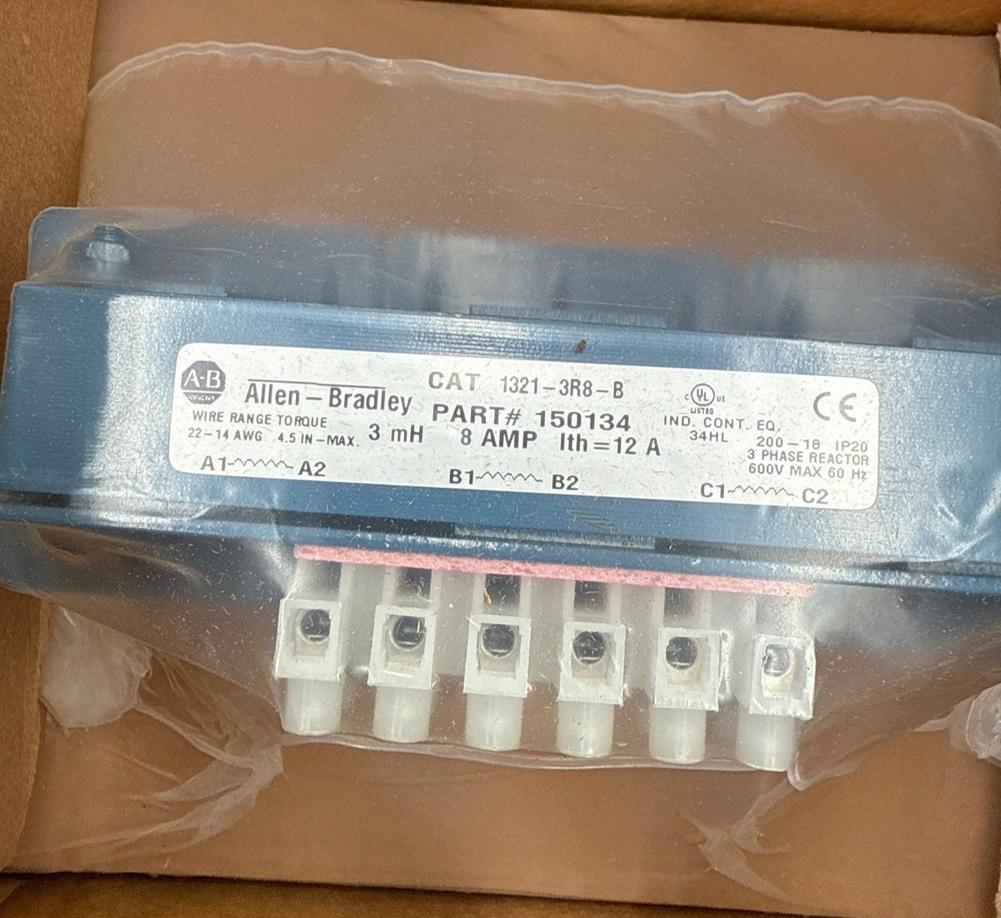 Allen Bradley 1321-3R8-B Line Reactor 3PH 3mH 8A 600V IP20 Open Type New