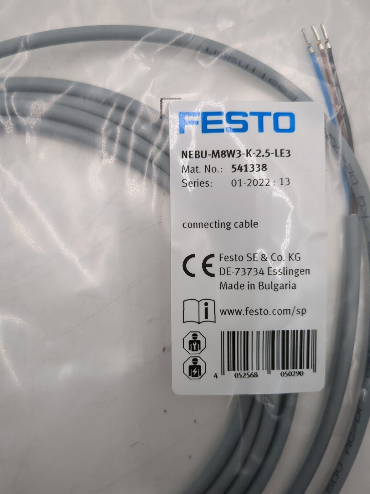 Festo NEBU-M8W3-K-2.5-LE3 New
