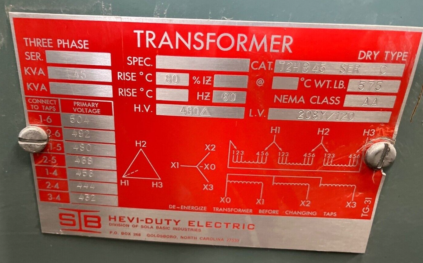 Sola/Hevi-Duty T2HB45 Used