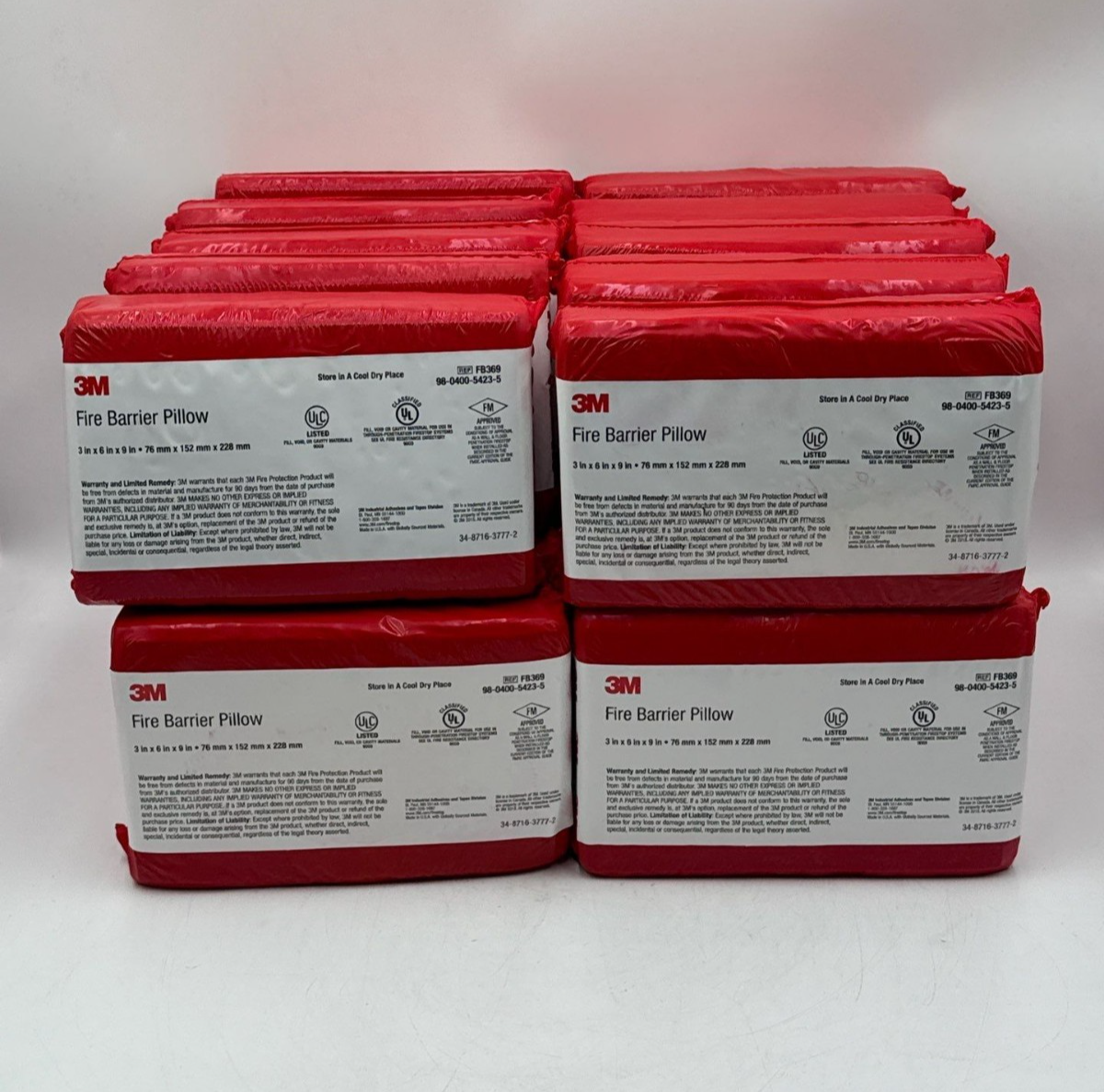 20PC Lot 3M FB 369 Fire Barrier Self-Locking Pillow 3" x 6" x 9" FB-369 20 Piece New
