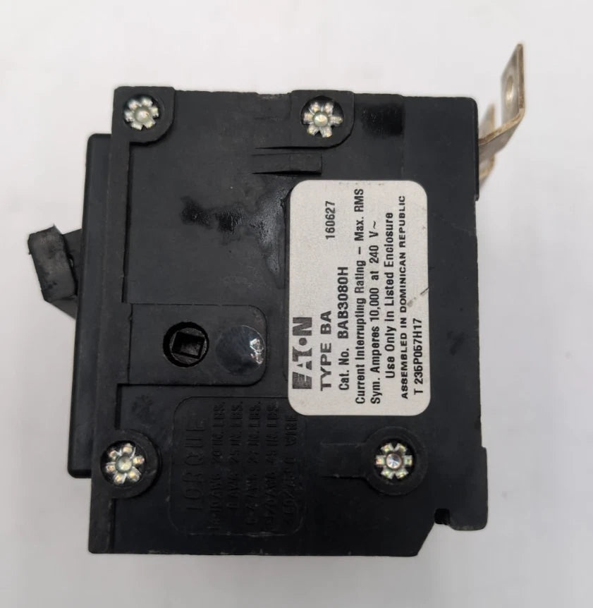 Eaton Cutler Hammer BAB3080H Bolt On Circuit Breaker 80A 3P 240V 3PH 80 Amp Used
