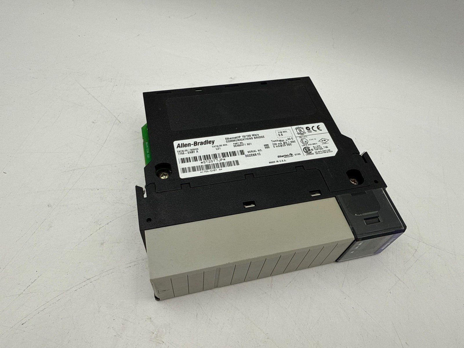 Allen Bradley 1756-ENBT A Ethernet IP 10/100 Mb/s Communications Bridge Rev 3.6 Used