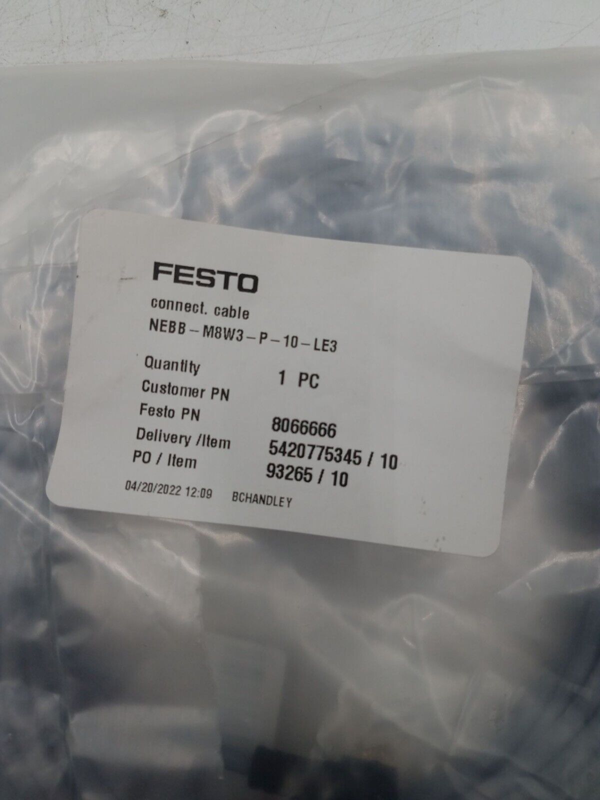 Festo NEBB-M8W3-P-10-LE3 New