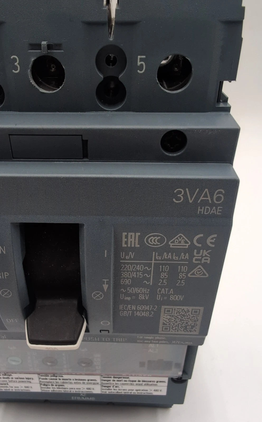 Siemens 3VA6140-6HN31-0AA0 Circuit Breaker 40A 3P 600V 3PH LSI Trip NEW Take Out New