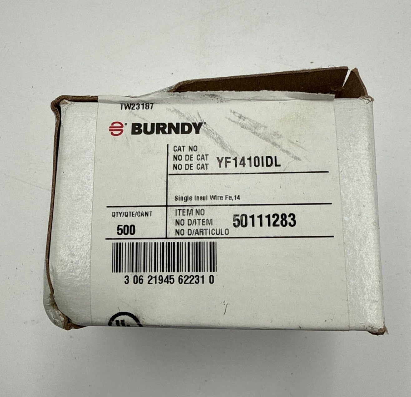 Burndy YF1410IDL Covered Ferrule For 14 AWG Electrolytic copper Tin plated 500 PC New