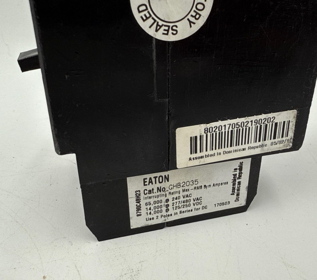 Eaton GHB2035 Bolt On Circuit Breaker 35A 277/480V 2P GHB 35 Amp 2 Pole Cutler Used