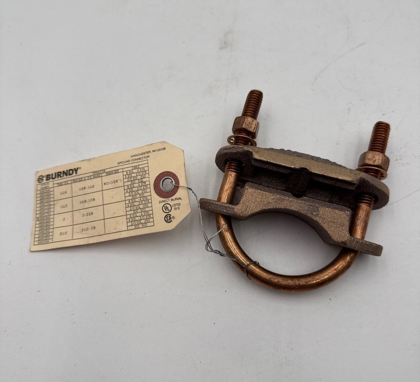 Burndy GAR184C Mechanical Grounding Connector 8-4CU 2IPS New