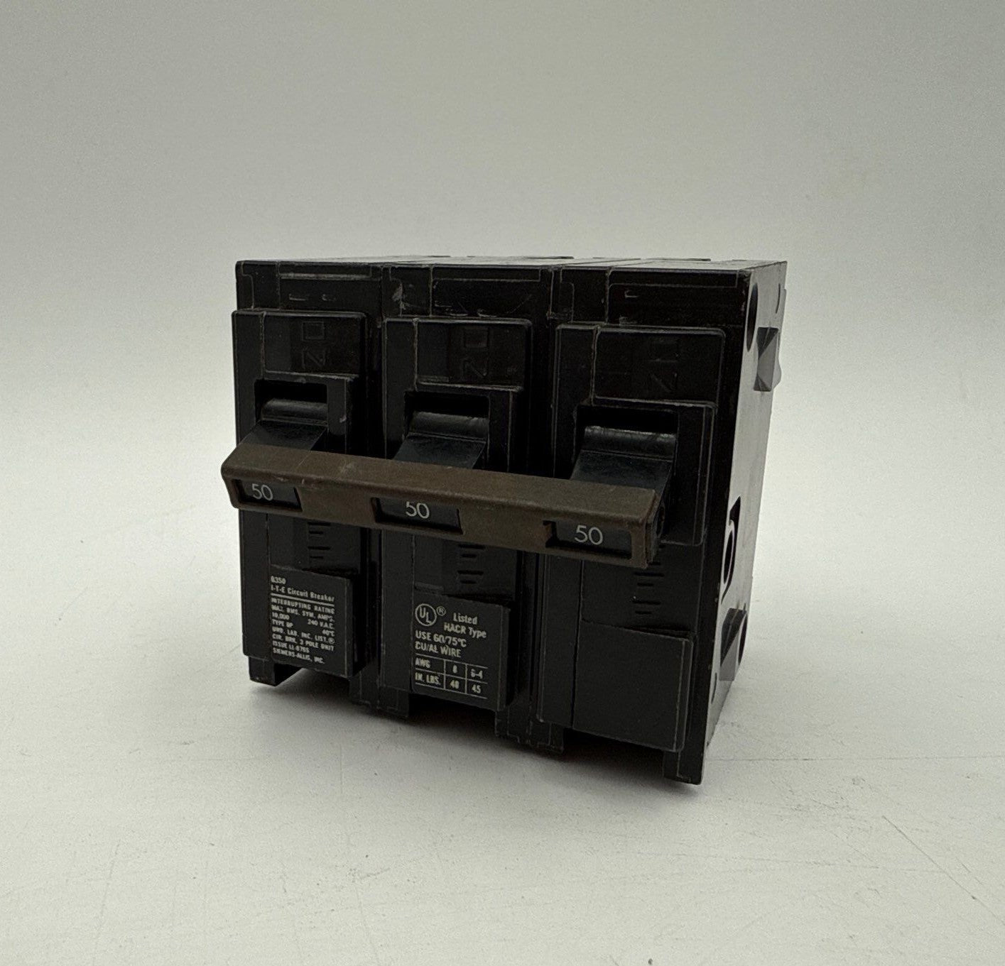 Siemens ITE Q350 Plug On Circuit Breaker 50A 3P 240V QP 50 Amp 3 Pole Used