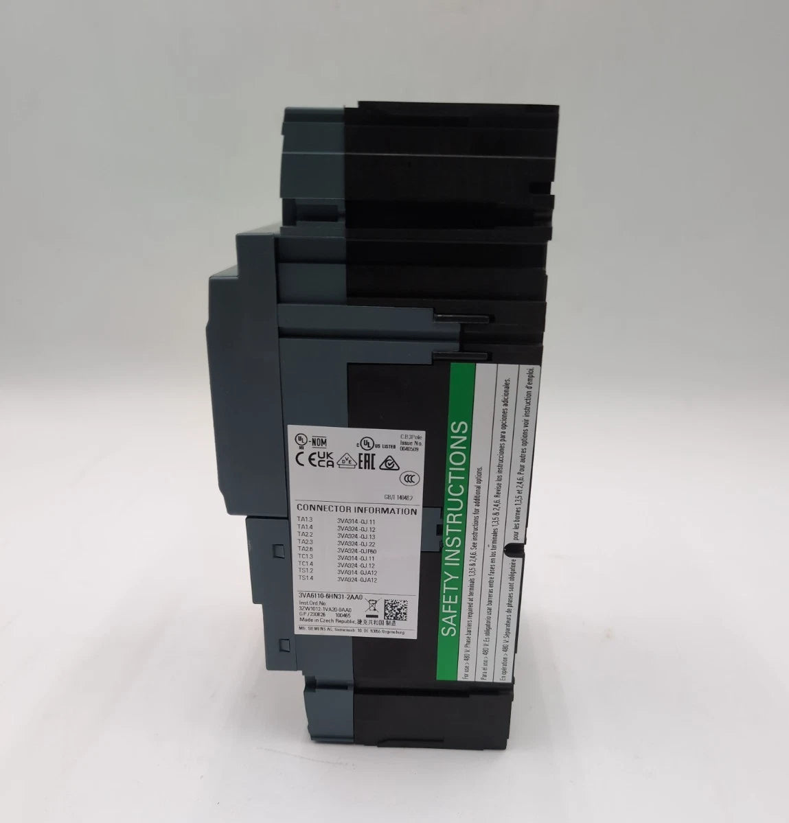 Siemens 3VA6110-6HN31-0AA0 Circuit Breaker 100A 3P 600V 3PH LSI Trip 100 Amp NEW New