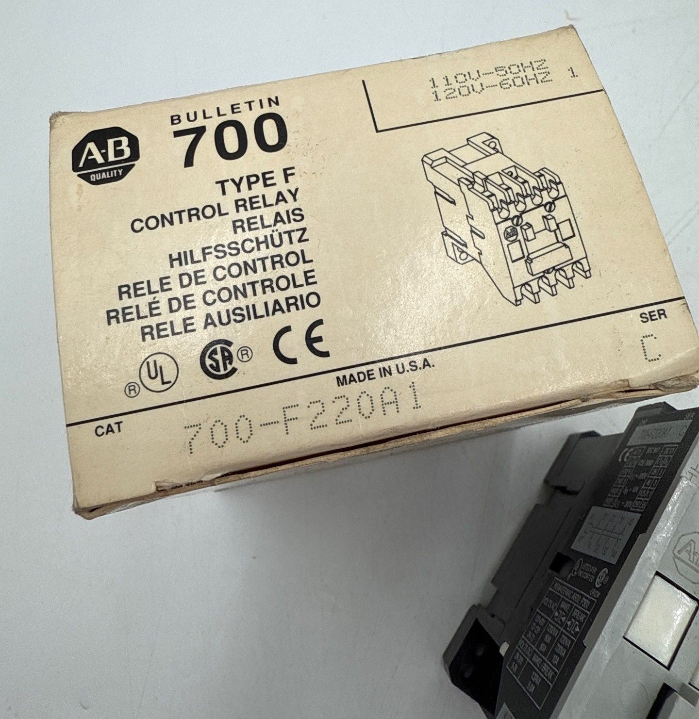 ALLEN BRADLEY AB 700-F220A1 Control Relay Contactor 110/120VAC COIL New