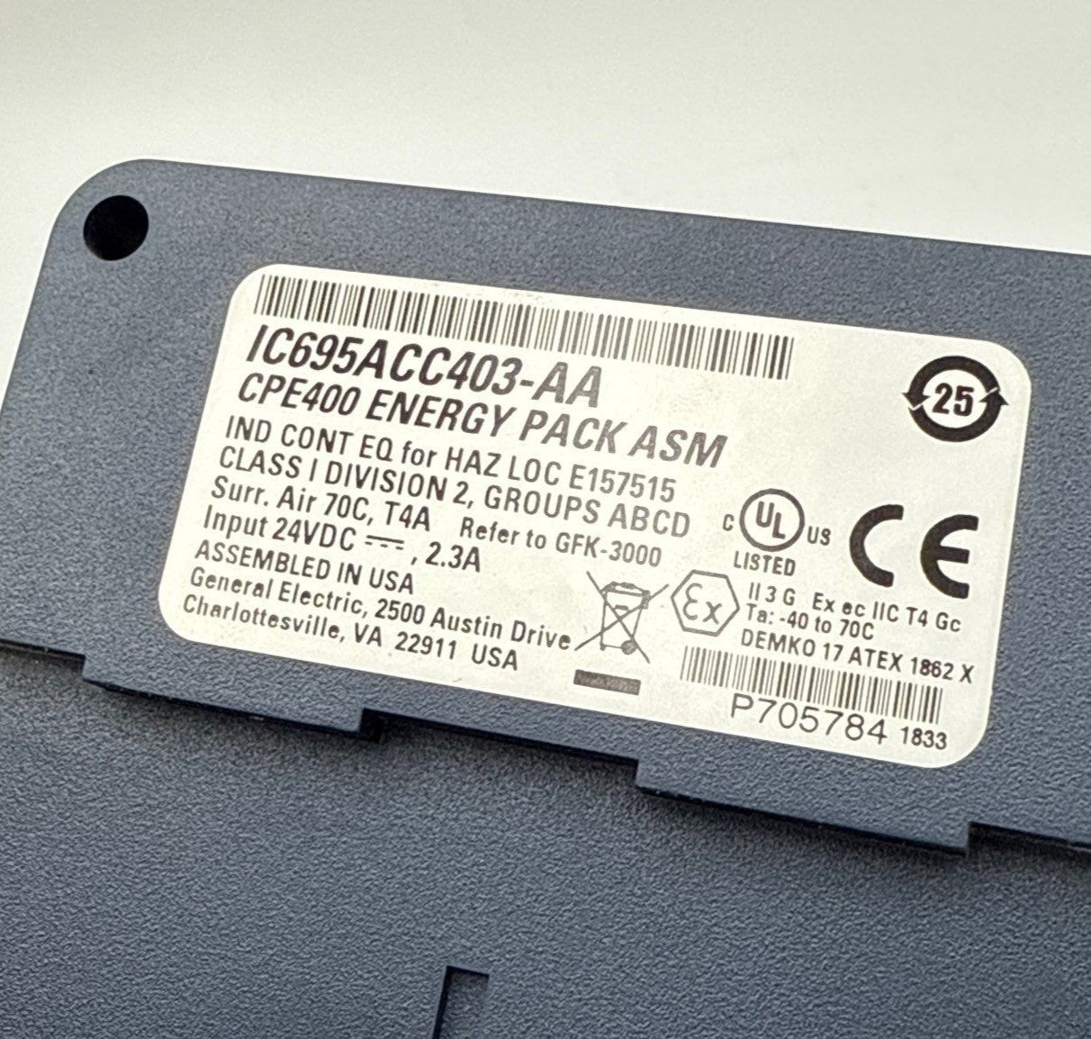 GE PacSystems IC695ACC403-AA CPE400 Energy Pack Asm IC695ACC413-AA Used