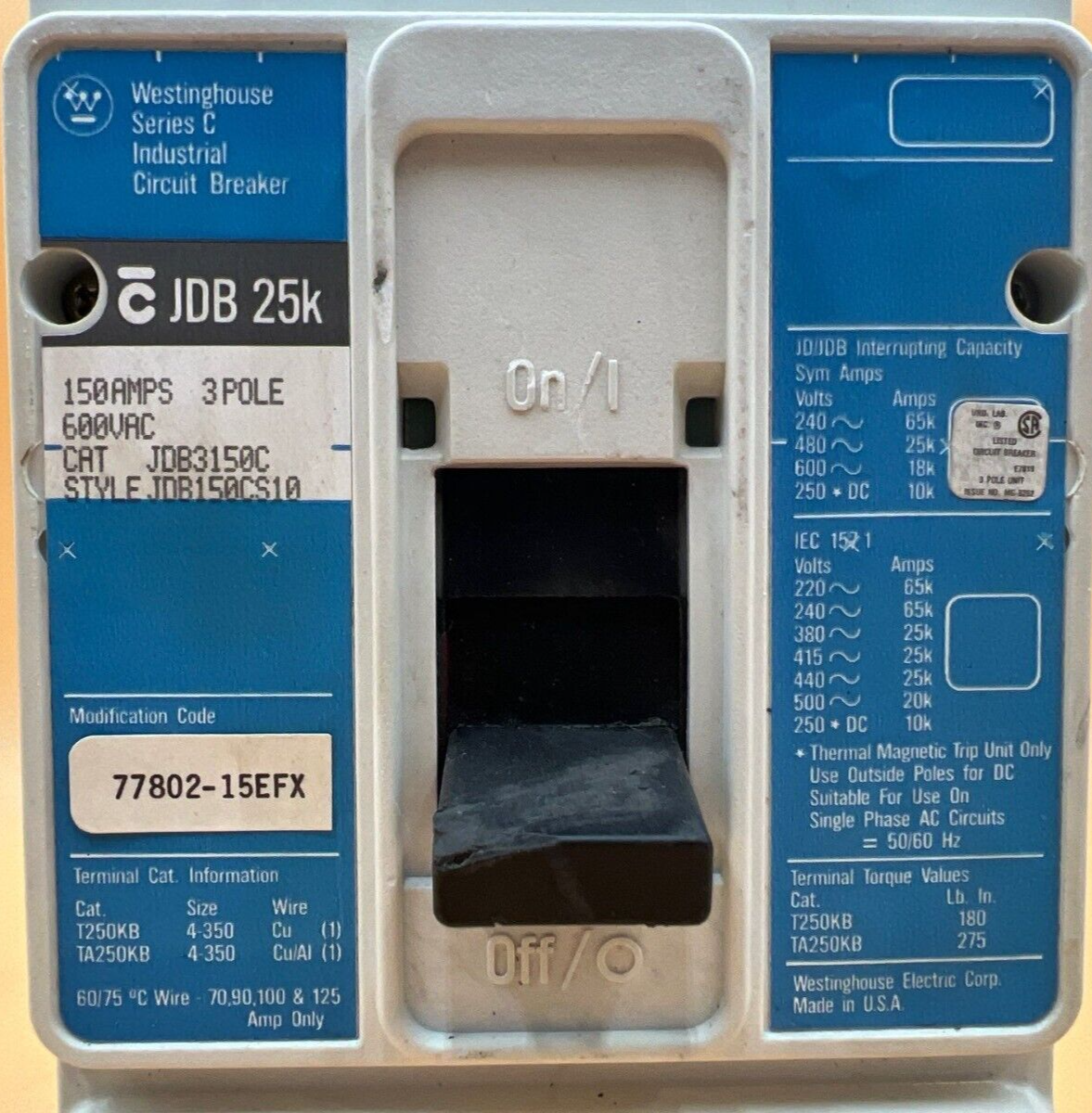 Cutler-Hammer JDB3150C Used