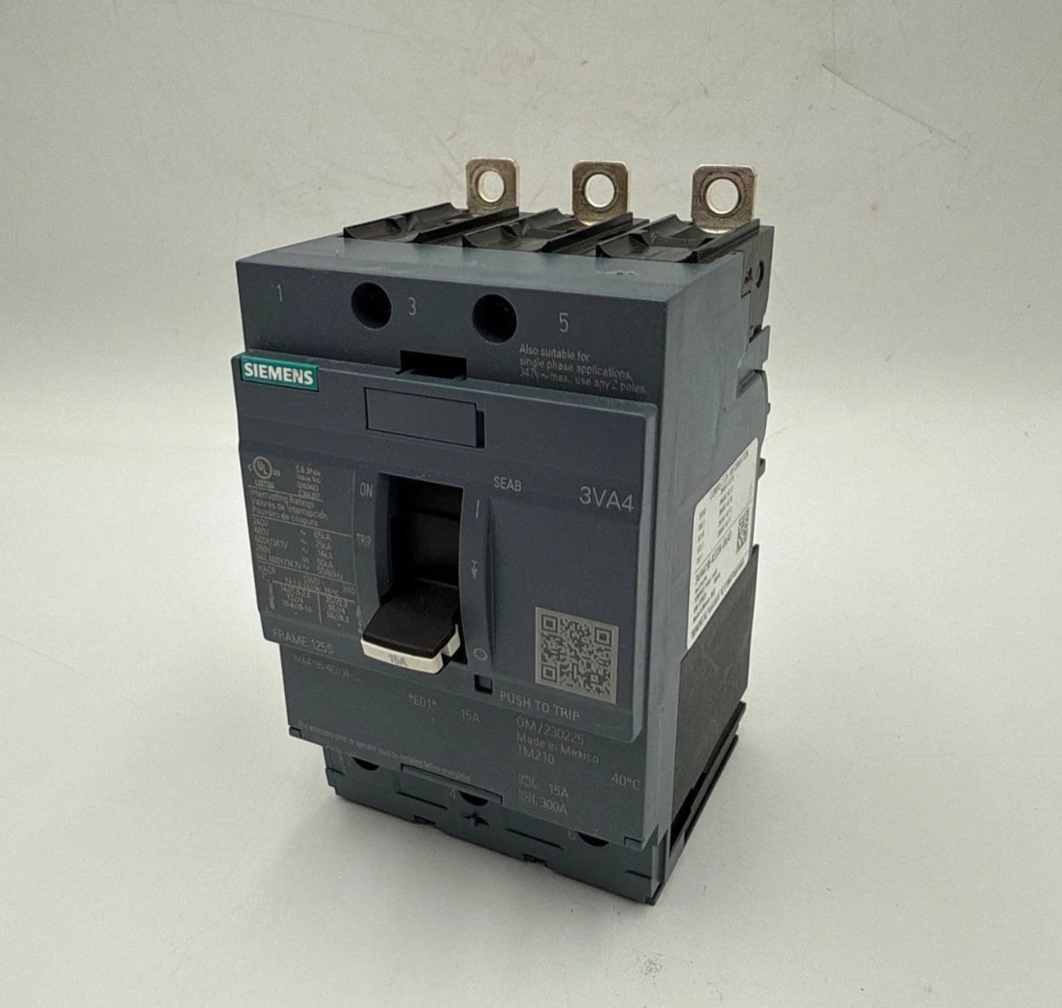 Siemens 3VA4195-4ED34-0AA0 Circuit Breaker 15A 3P 600V 3VA41 15 Amp 3 Pole New