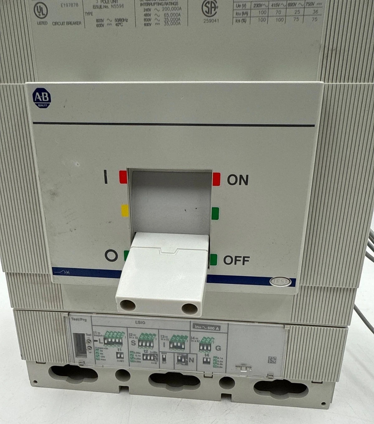 Allen Bradley 140G-M6X3 Circuit Breaker 600A 3P 600V 3PH LSIG Trip 600 Amp Used