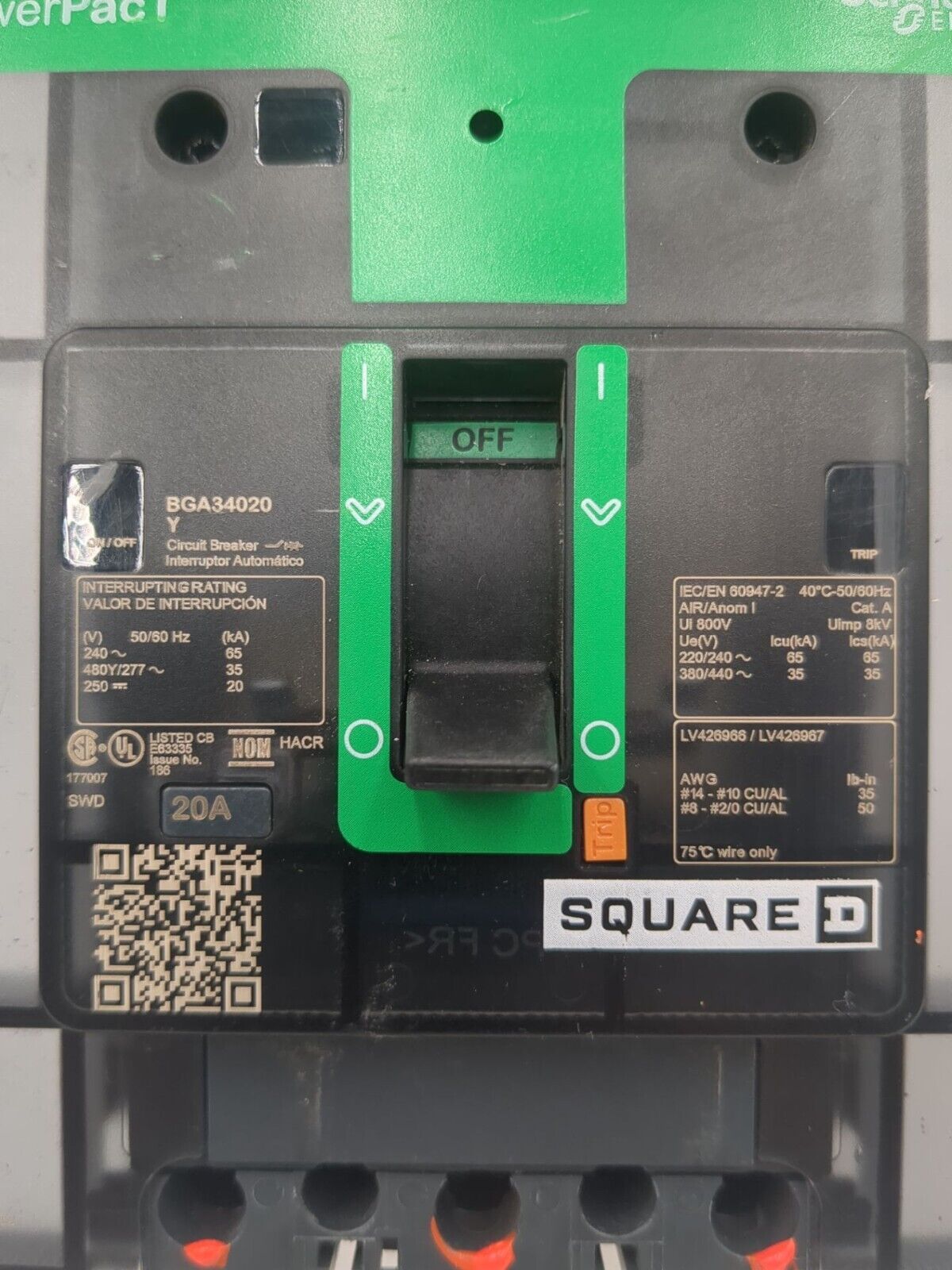 Square D BGA34020Y Used