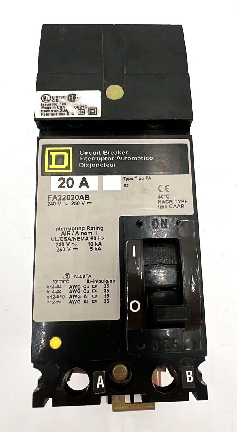 Square D FA22020AB Used