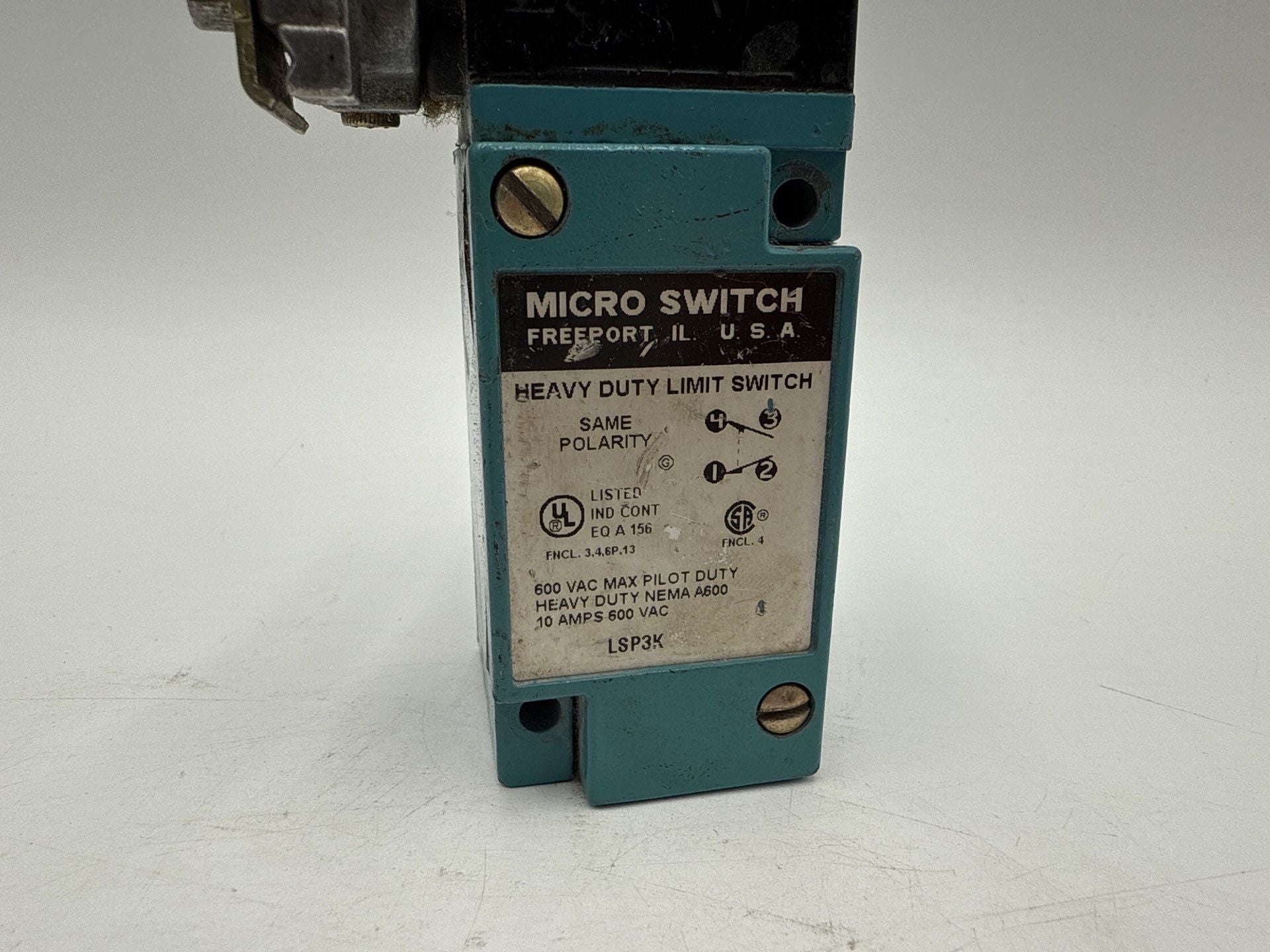 MicroSwitch LSP3K Limit Switch 10A 600V NEMA A600 Heavy Duty New