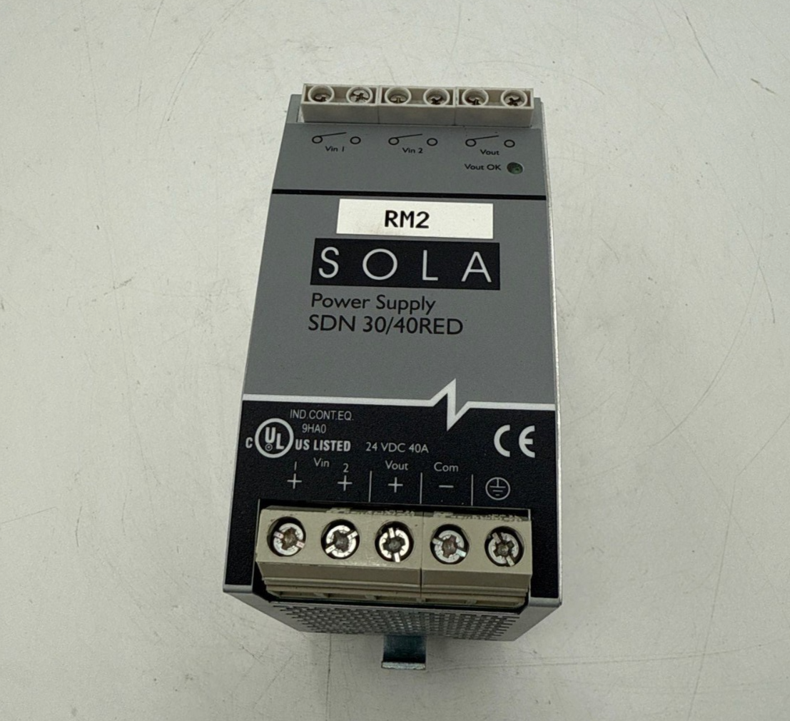 SOLA SDN 30/40RED Power Supply 24VDC 40A Green LED Indicator DIN Rail 1 Output Used
