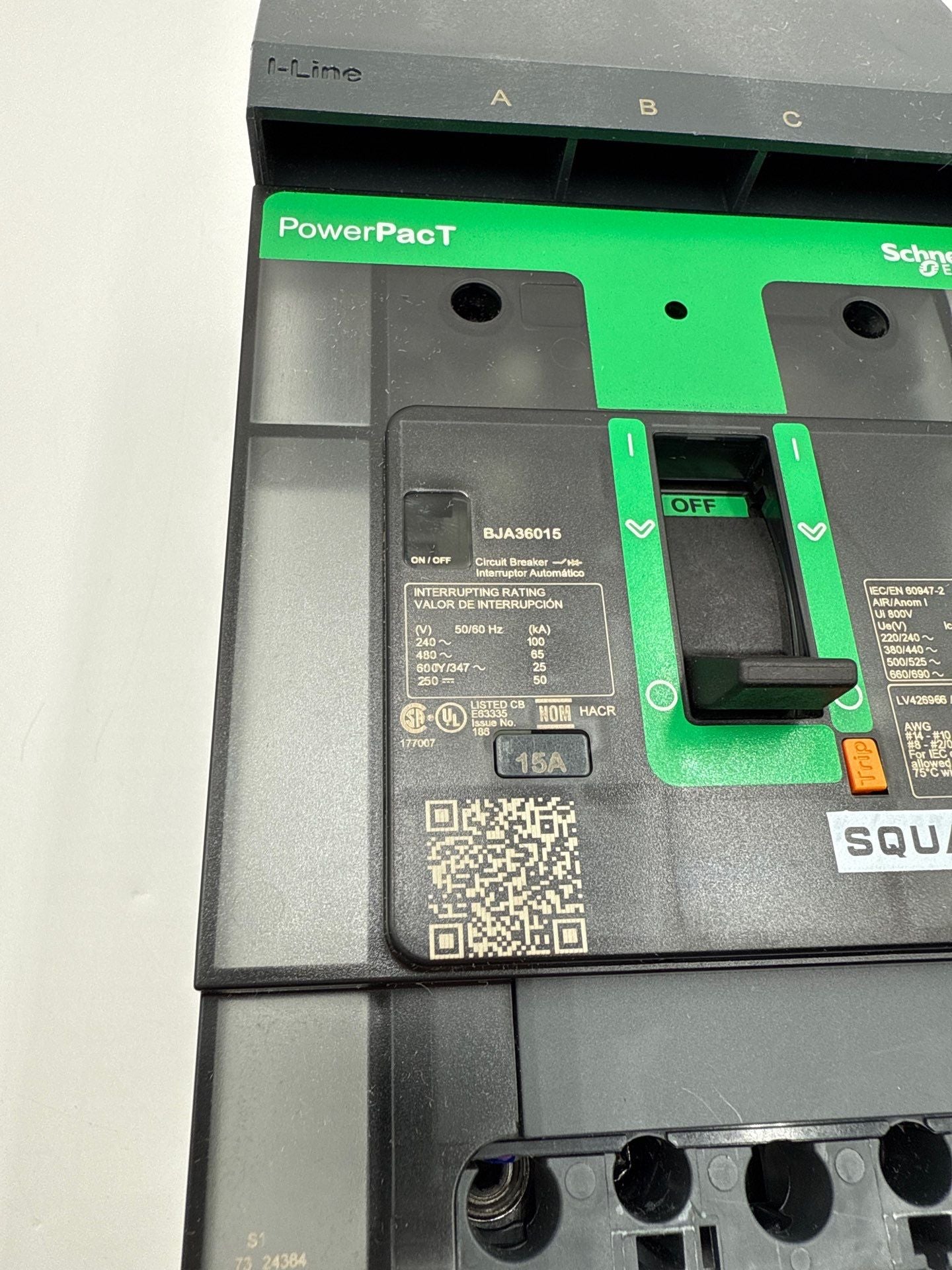 Square D BJA36015 I-Line Circuit Breaker 15A 3P 600V 3PH BJA 15 Amp 3 Pole New