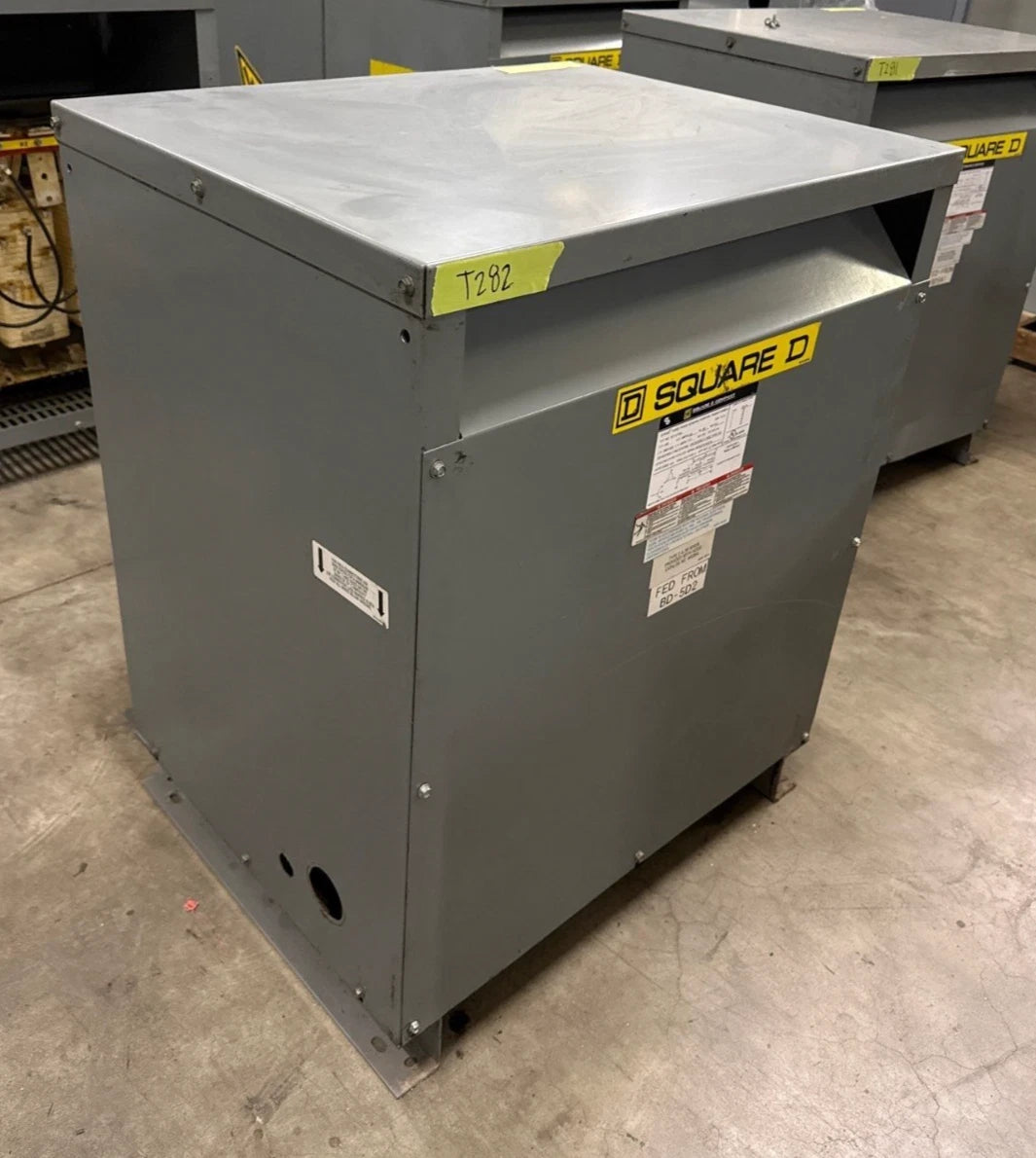 Square D 112.5KVA EE112T3H Transformer 3PH Pri 480V Sec 208Y/120V Indoor T282 Used