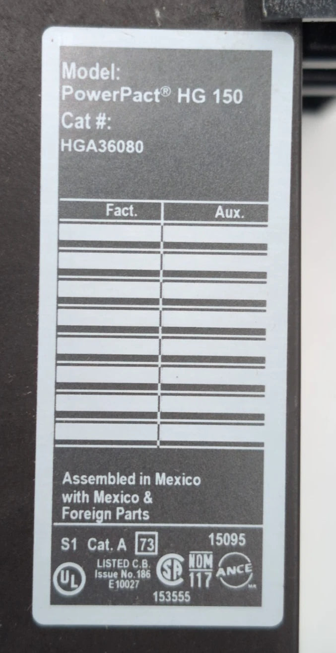 Square D HGA36080 I-Line Circuit Breaker 80A 3P 600V 3PH HGA 80 Amp New Take Out New