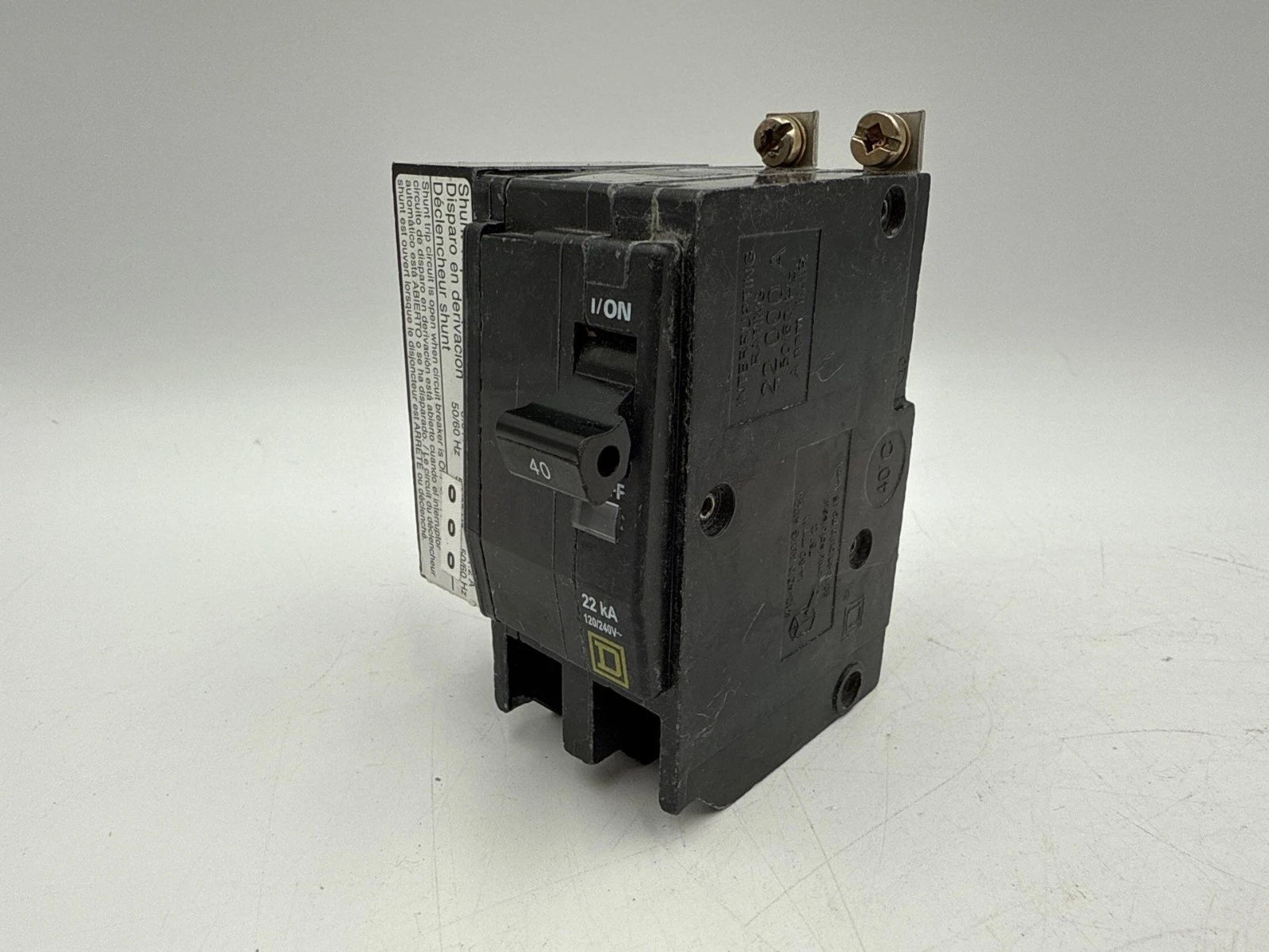 Square D QOB240VH1021 Circuit Breaker 40A 2P 240V 22kA Shunt Trip 40 Amp 2 Pole New