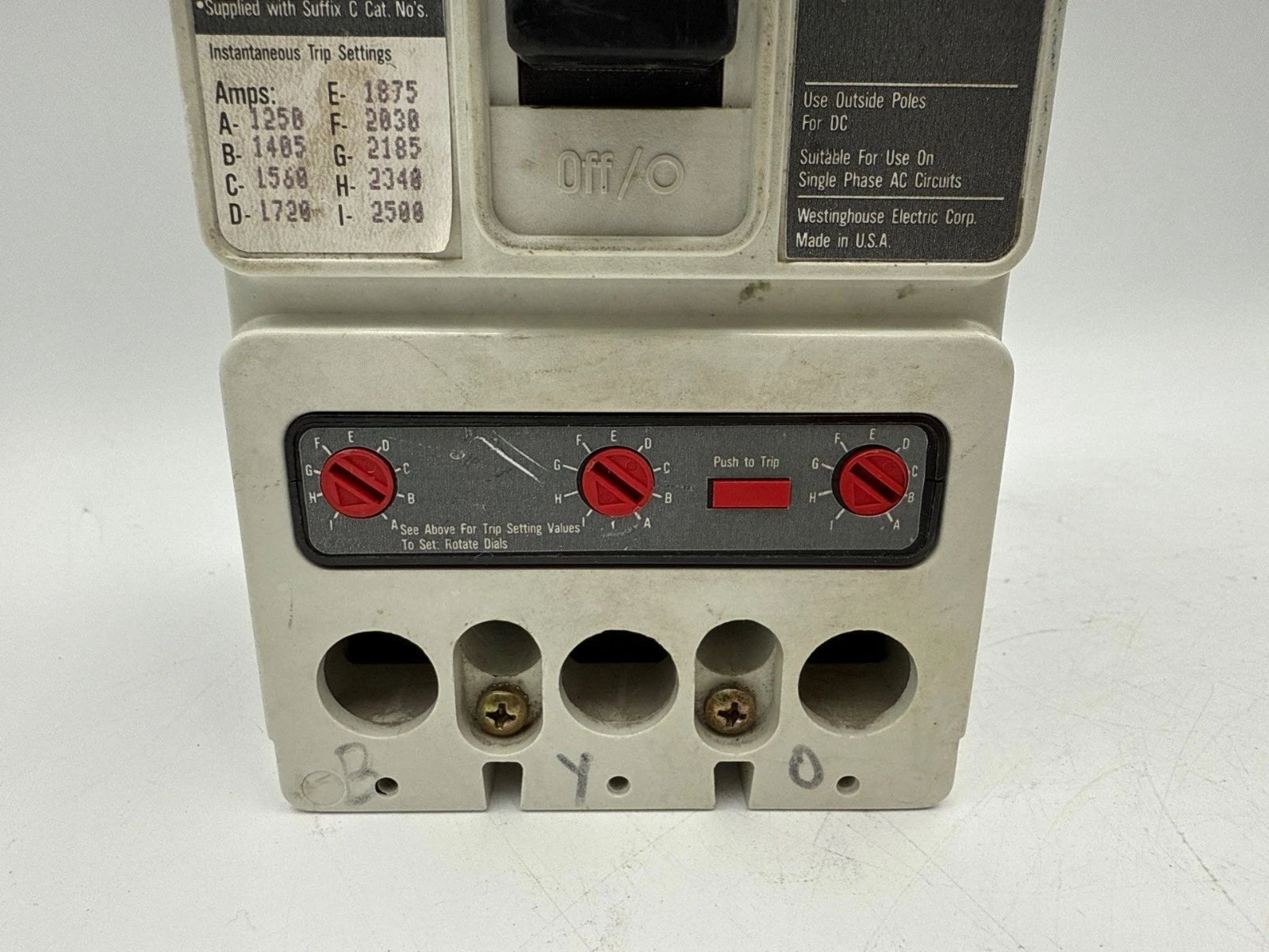 Westinghouse HMCP250W5C Circuit Breaker 250A 3P 600V 3PH HMCP 250 Amp 3 Pole Used