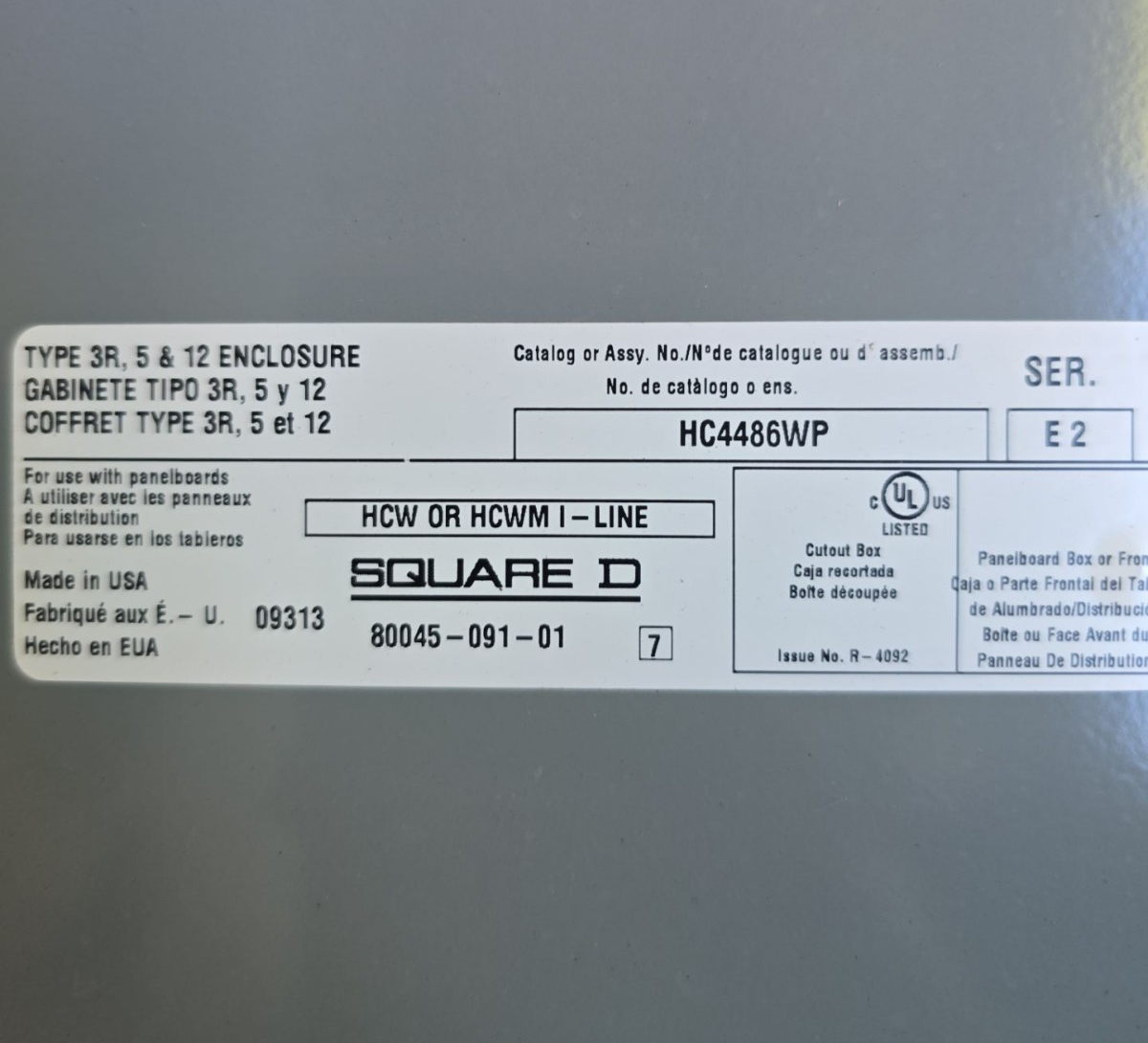 Square D HCRU I-Line Panelboard 1200A 600V PGA36120 MCB Panel 1200 Amp 3R Encl Used