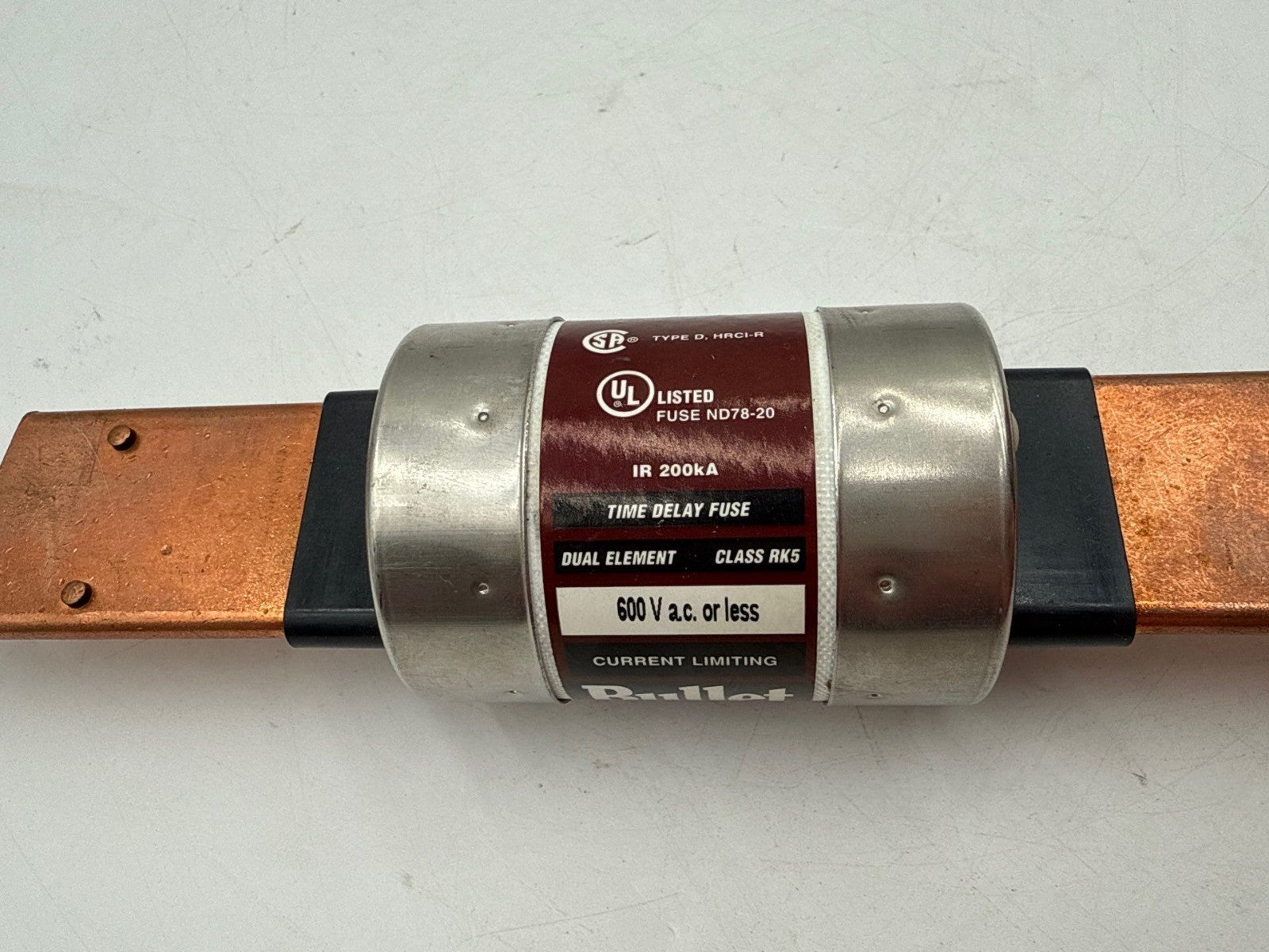 Bullet ECSR250 Fuse 250A 600V Class RK5 200 Amp Time Delay Current Limiting Used