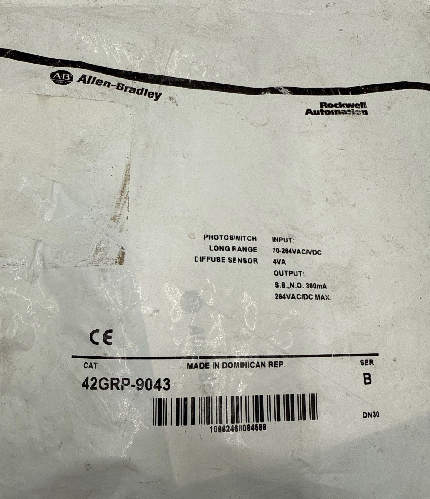 Allen Bradley 42GRP-9043 Ser B Photoswitch Proximity Sensor 70-264VAC/VDC 4VA New