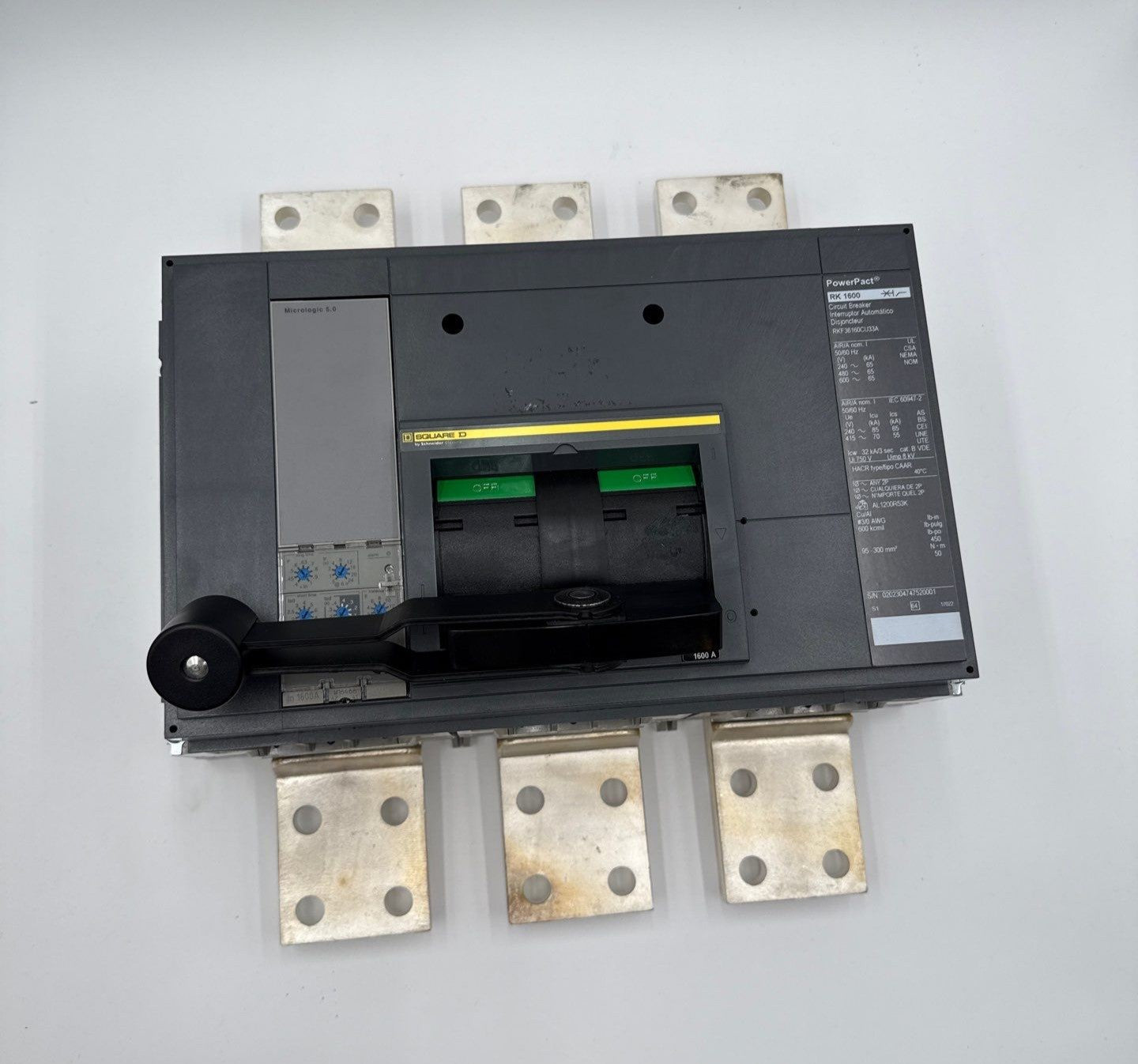 Square D RKF36160CU33A Circuit Breaker 1600A 3P 600V PowerPact 65kA R-Frame New