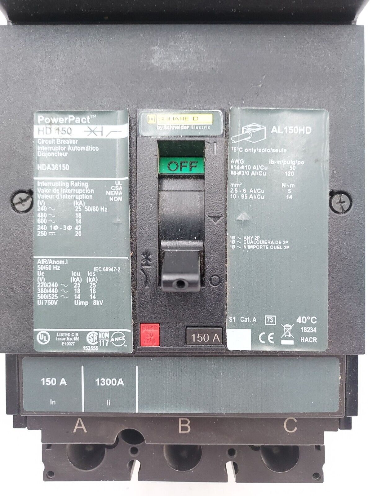 Square D HDA36150 Used