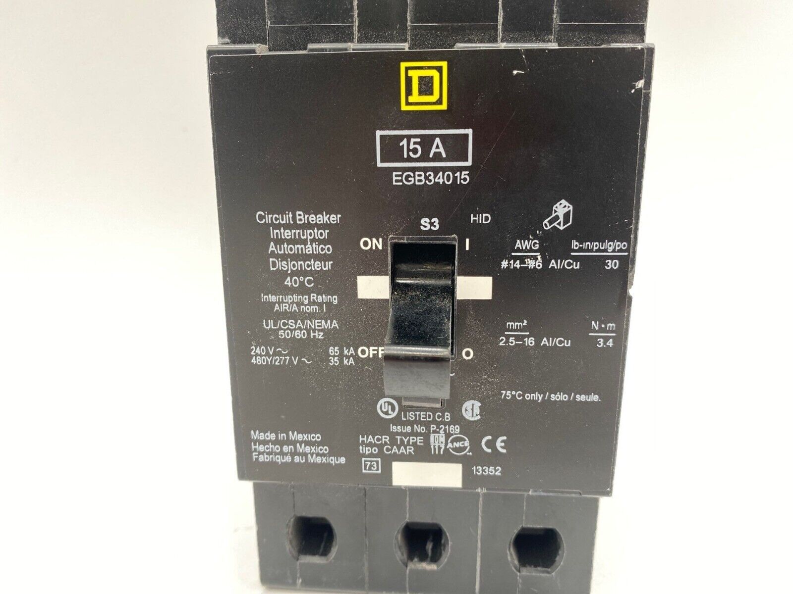 Square D EGB34015 Used