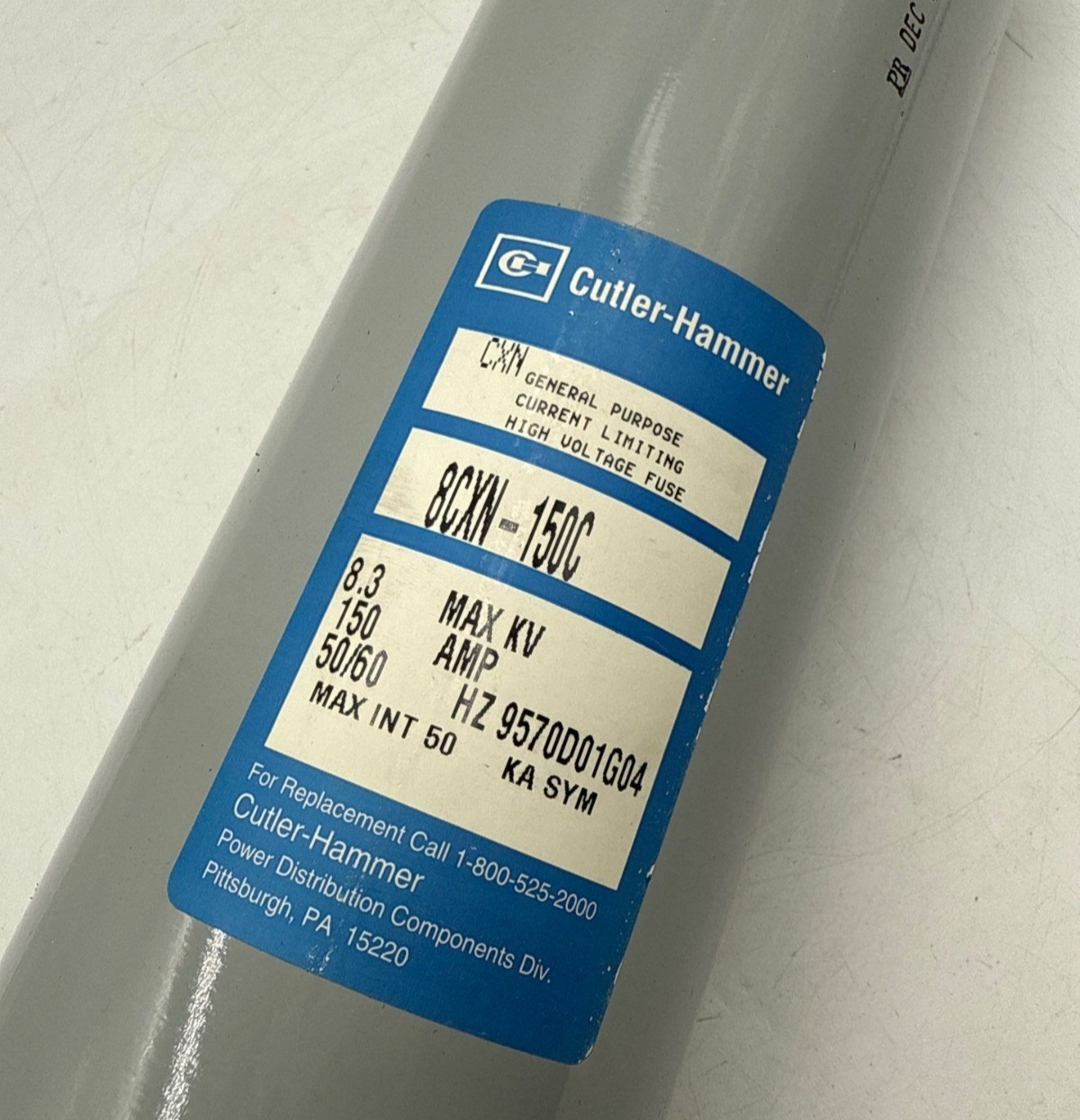 Cutler Hammer 8CXN-150C Medium Voltage Fuse 150A 8.3kV 9570D01G04 CXN New