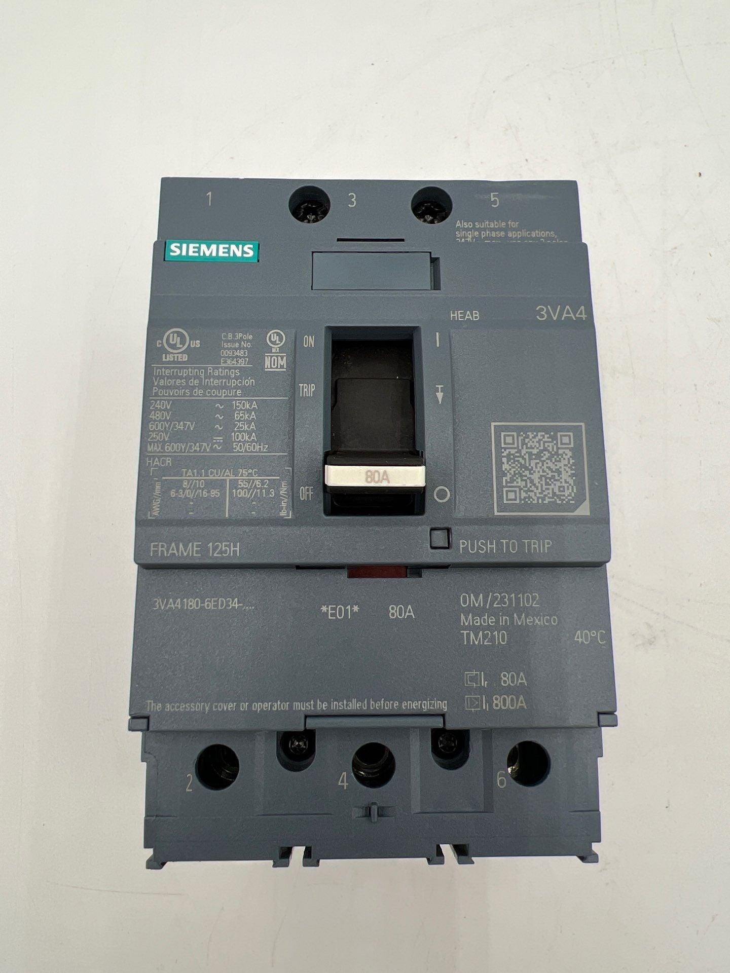 Siemens 3VA4180-6ED34-0AA0 New