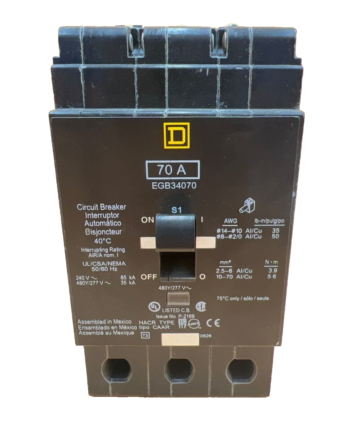 Square D EGB34070 Used