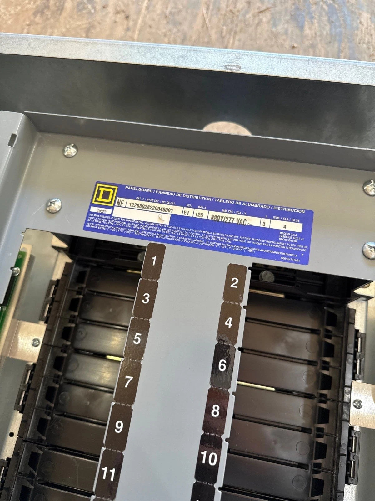 Square D NF Panelboard 125A 480/277V 3PH 4W 42 Cir MCB Panel 125 Amp HDP36125 Used