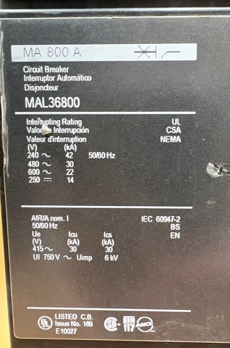 Square D MAL36800 Used